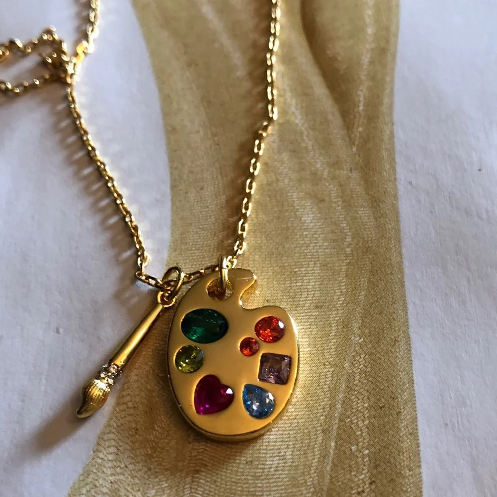 Authentic New with tag Kate spade Gold Artist Palette Necklace